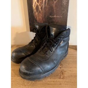 Redback Spider Mens Black Leather Side Zip Lace Up Work Boots Made in Australia